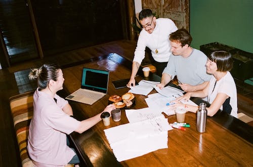 employees around a table