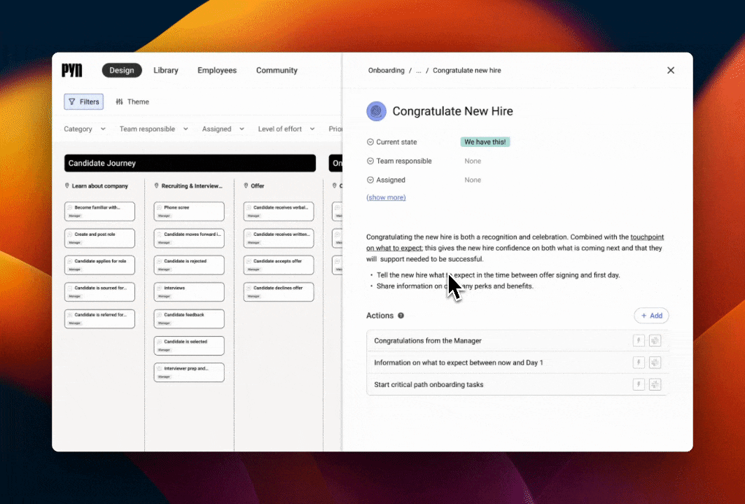 How to assign an owner on Pyn's employee journey map