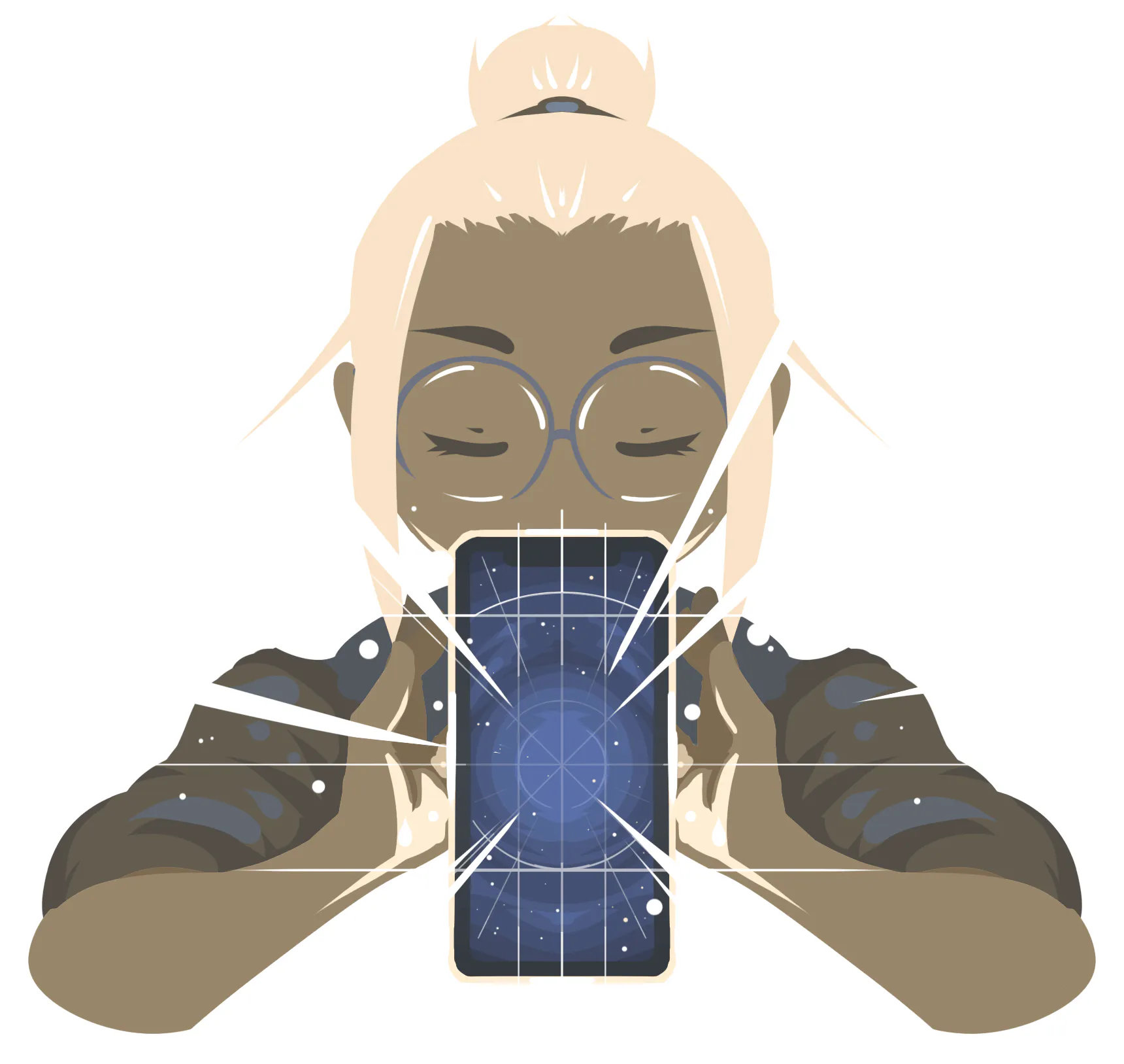 Illustration of a woman with a mobile phoe