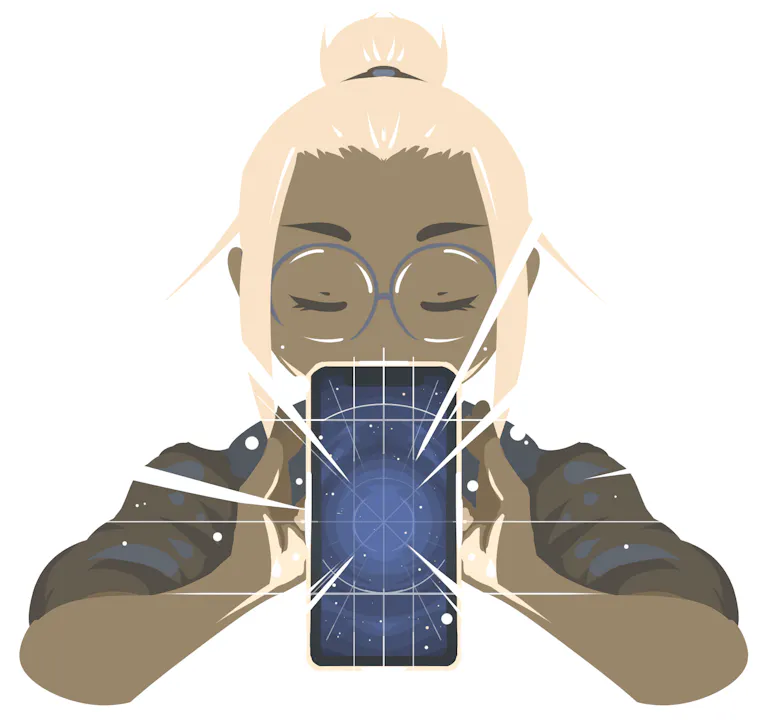 Illustration of a woman with a mobile phoe