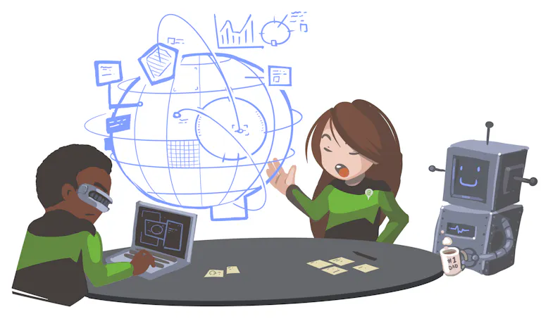 Illustration of two people at a table