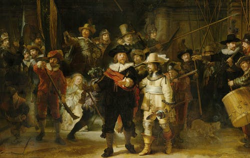 Rembrandts schilderij De Nachtwacht in het Rijksmuseum Amsterdam