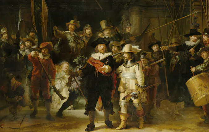 Rembrandts schilderij De Nachtwacht in het Rijksmuseum Amsterdam