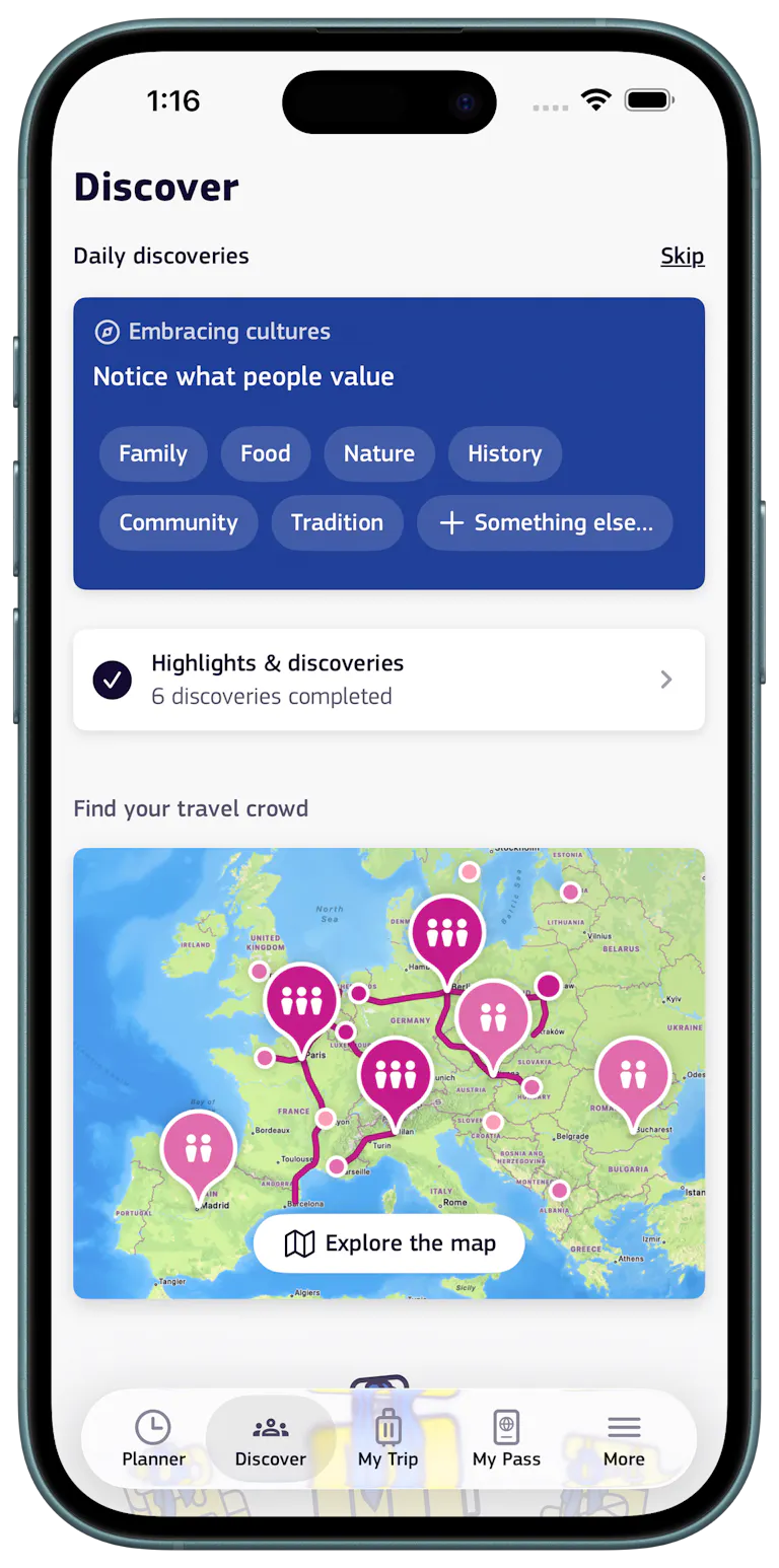 Phone displaying a screenshot of the app