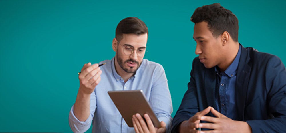 A consultant talking to his client