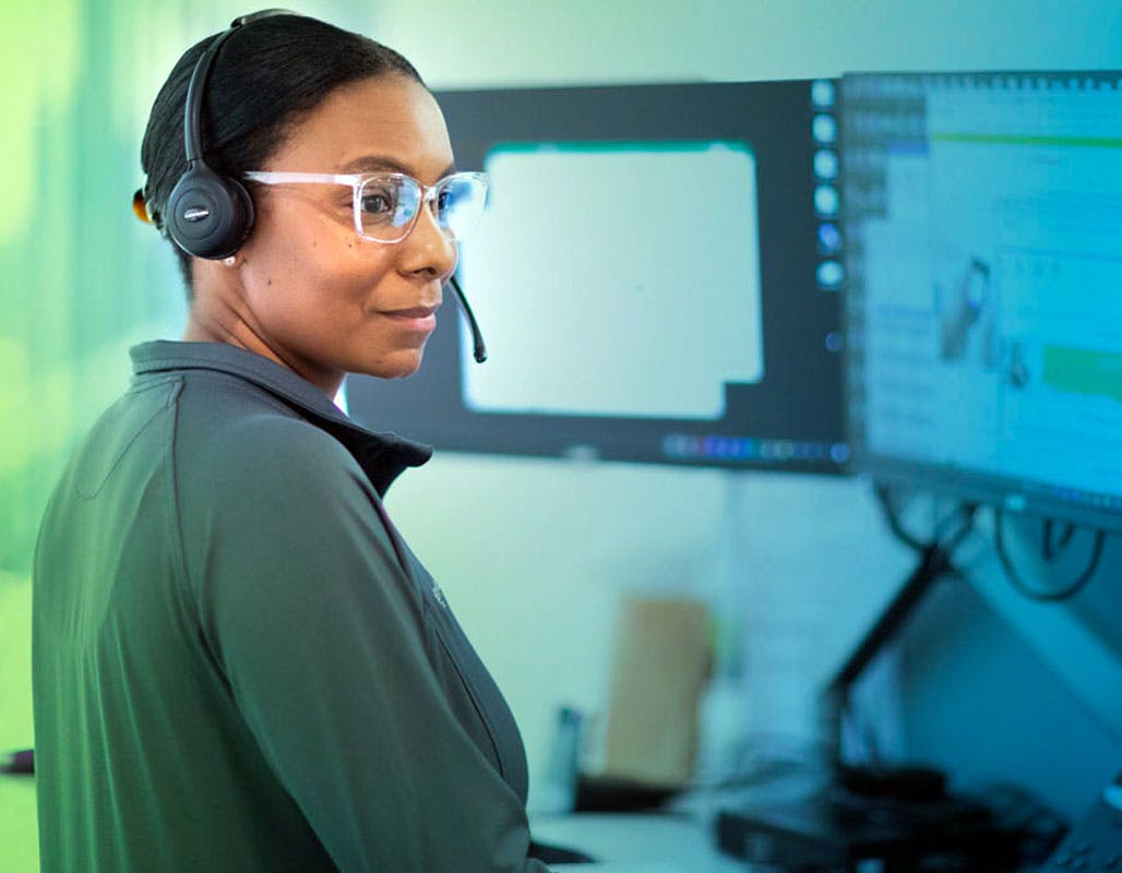 Warrior nurse smiling on the phone