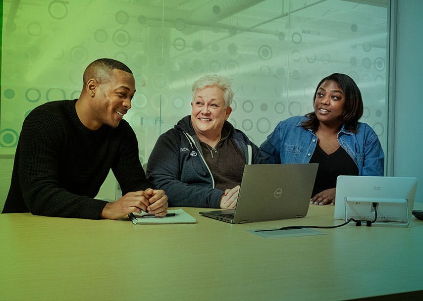 Coworkers working together at a table