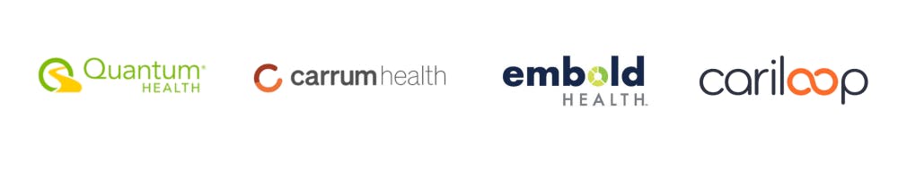 Quantum Health, Carrum Health, Embold Health and Cariloop logos