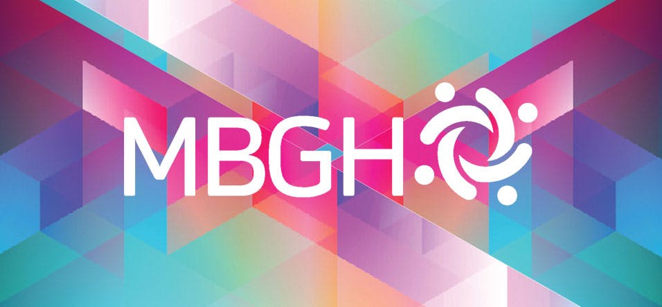 MBGH logo on an abstract background