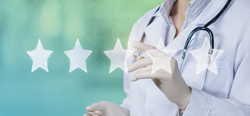 Healthcare Advantage graphic with a doctor and five stars