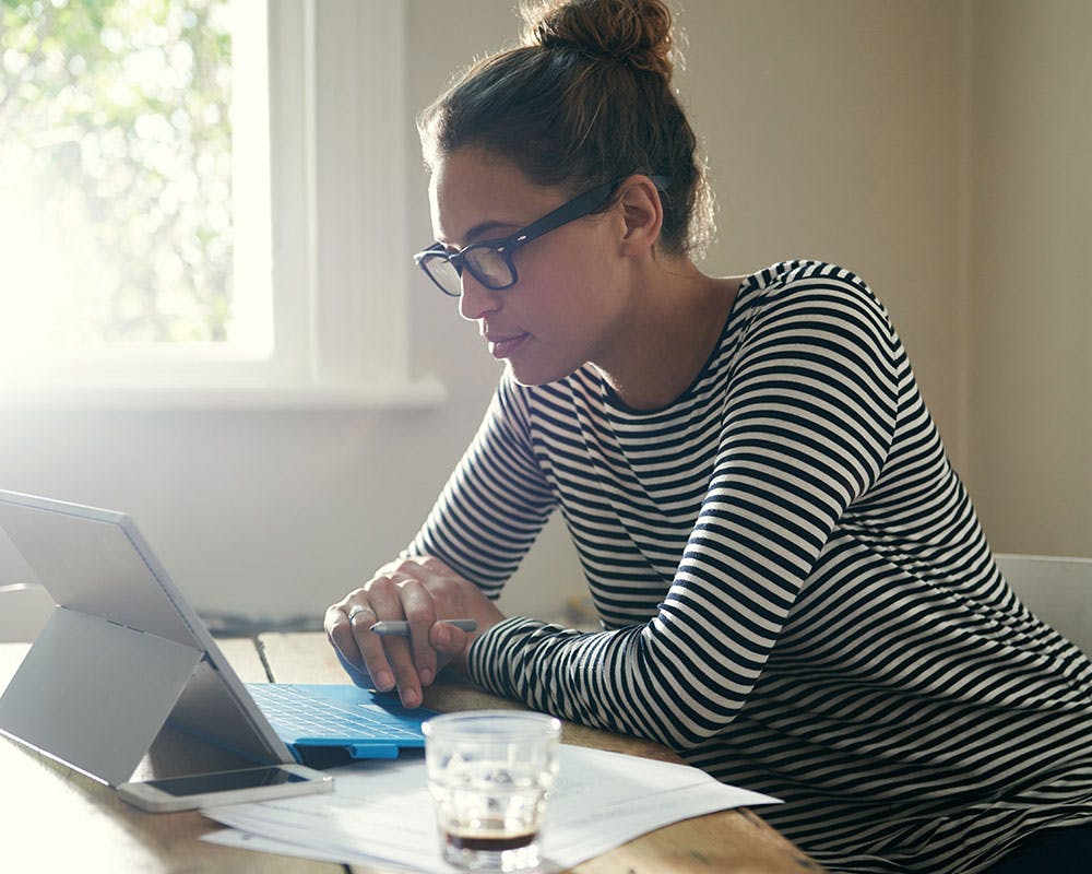 Woman working on her laptop