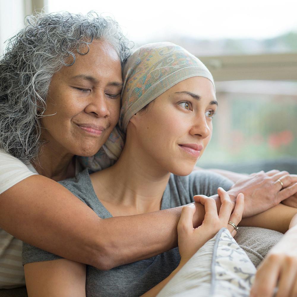 Two women embracing