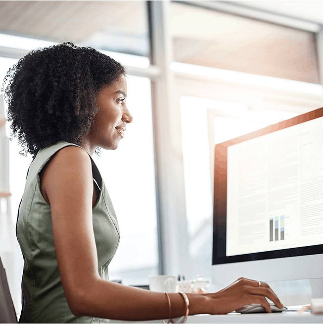 african american woman working at a computer
