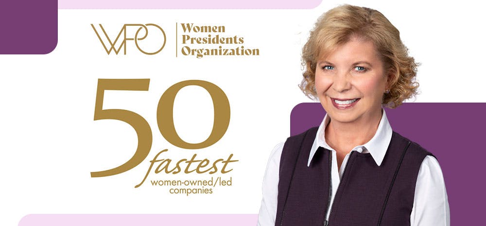 50 fastest women owned logo with Kara Trott