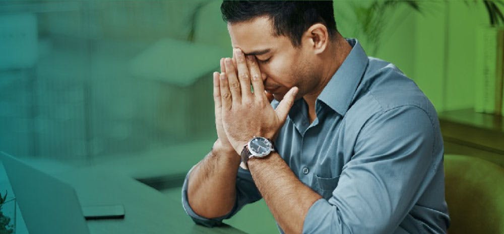 Man is frustrated while looking his computer