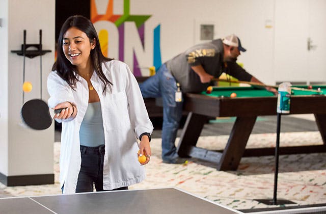 Warrior playing ping pong