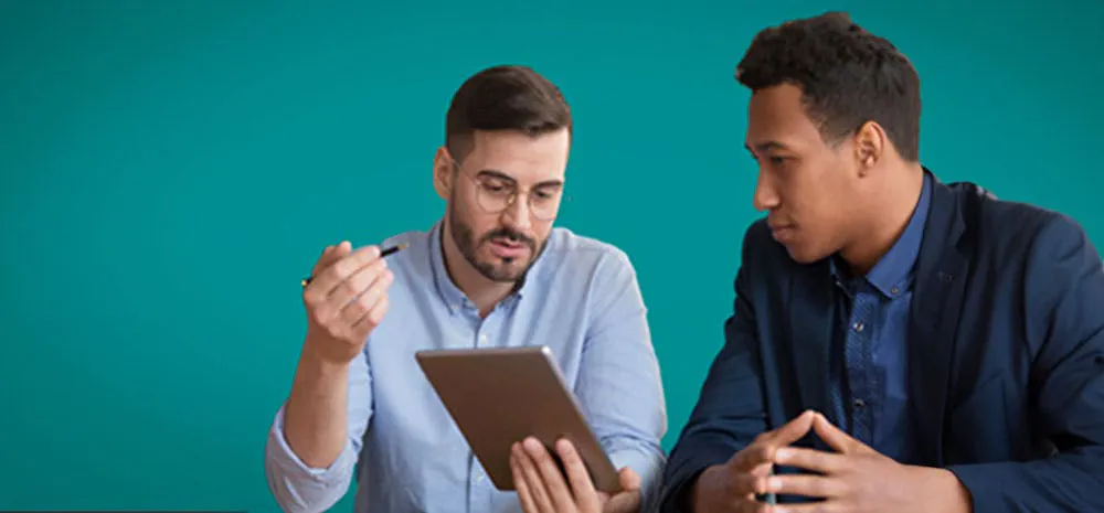 A consultant talking to his client