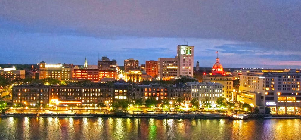 Savannah GA cityscape