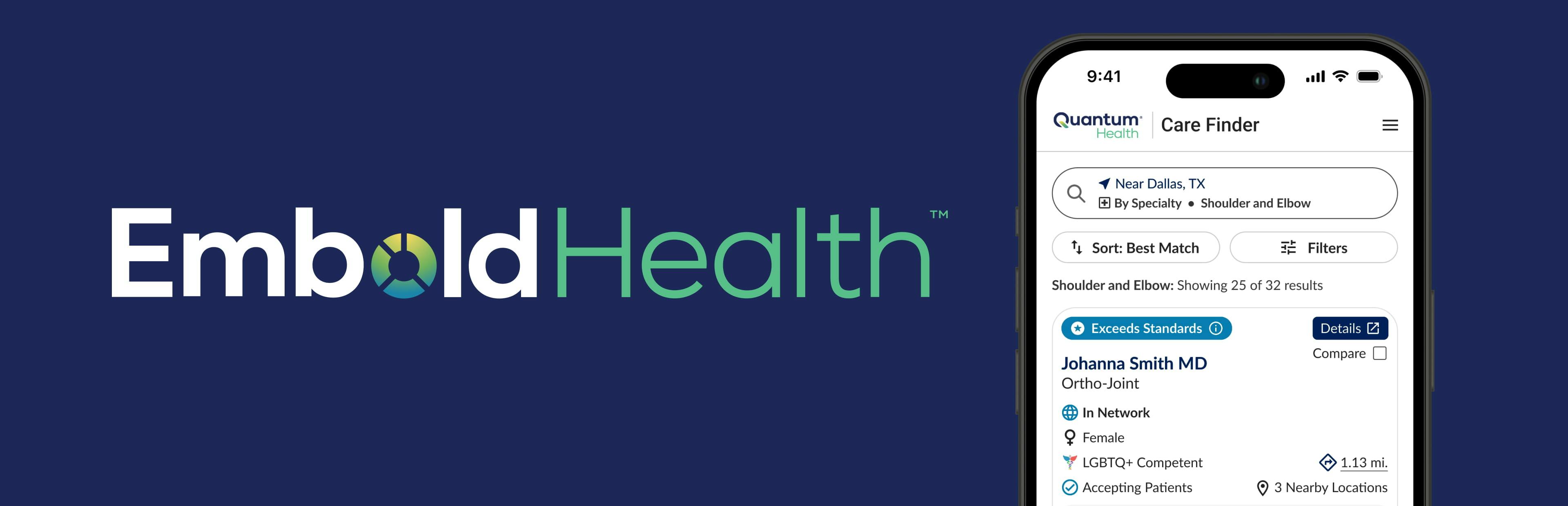 Embold Health logo and phone screen