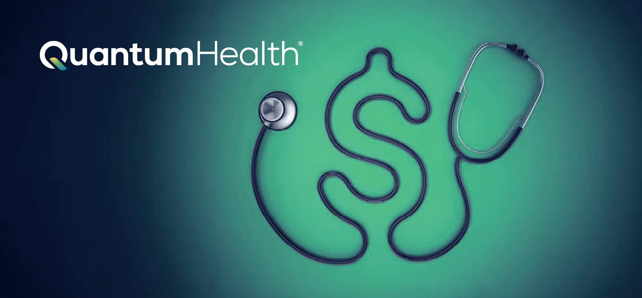 Quantum Health logo with stethoscope in shape of dollar sign