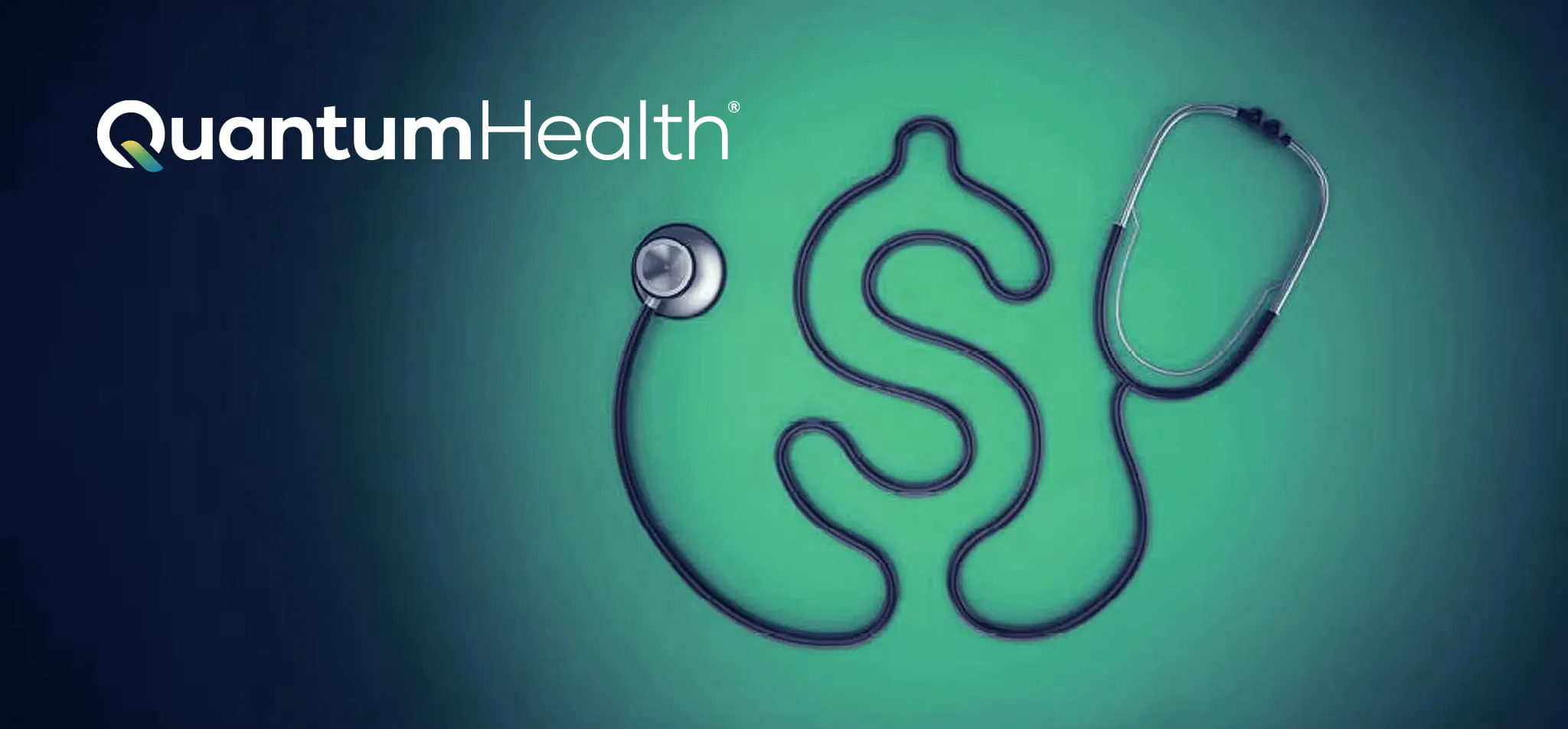 Quantum Health logo with stethoscope in shape of dollar sign