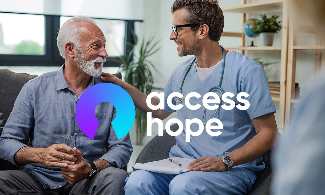 Access Hope logo over lifestyle image