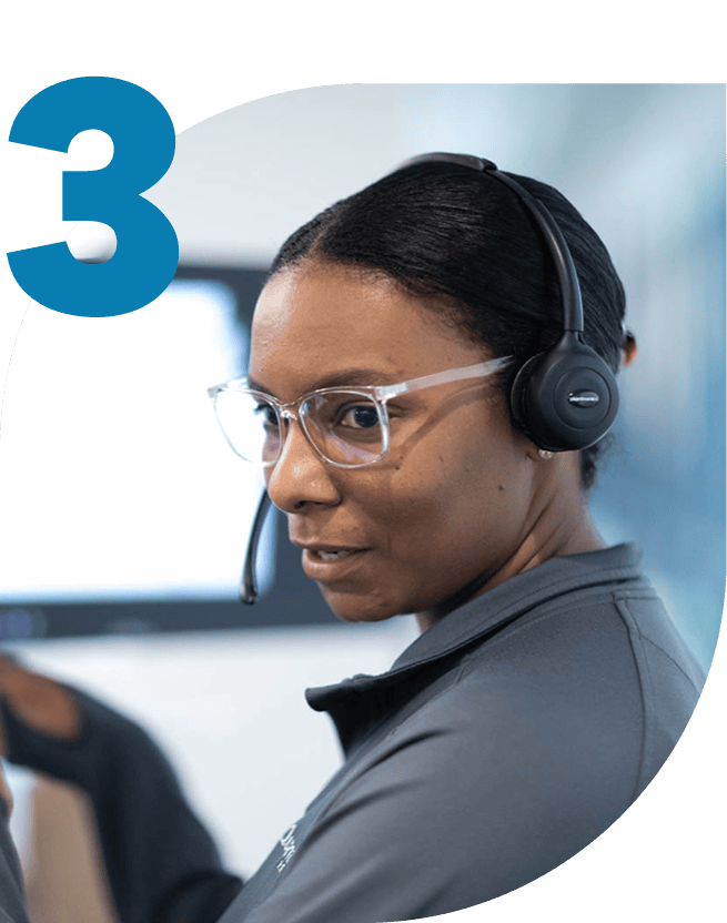 Care coordinator on a headset