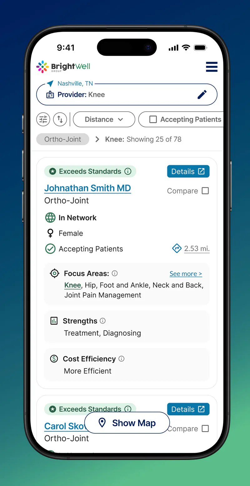 Members access lists of highly ranked providers around them