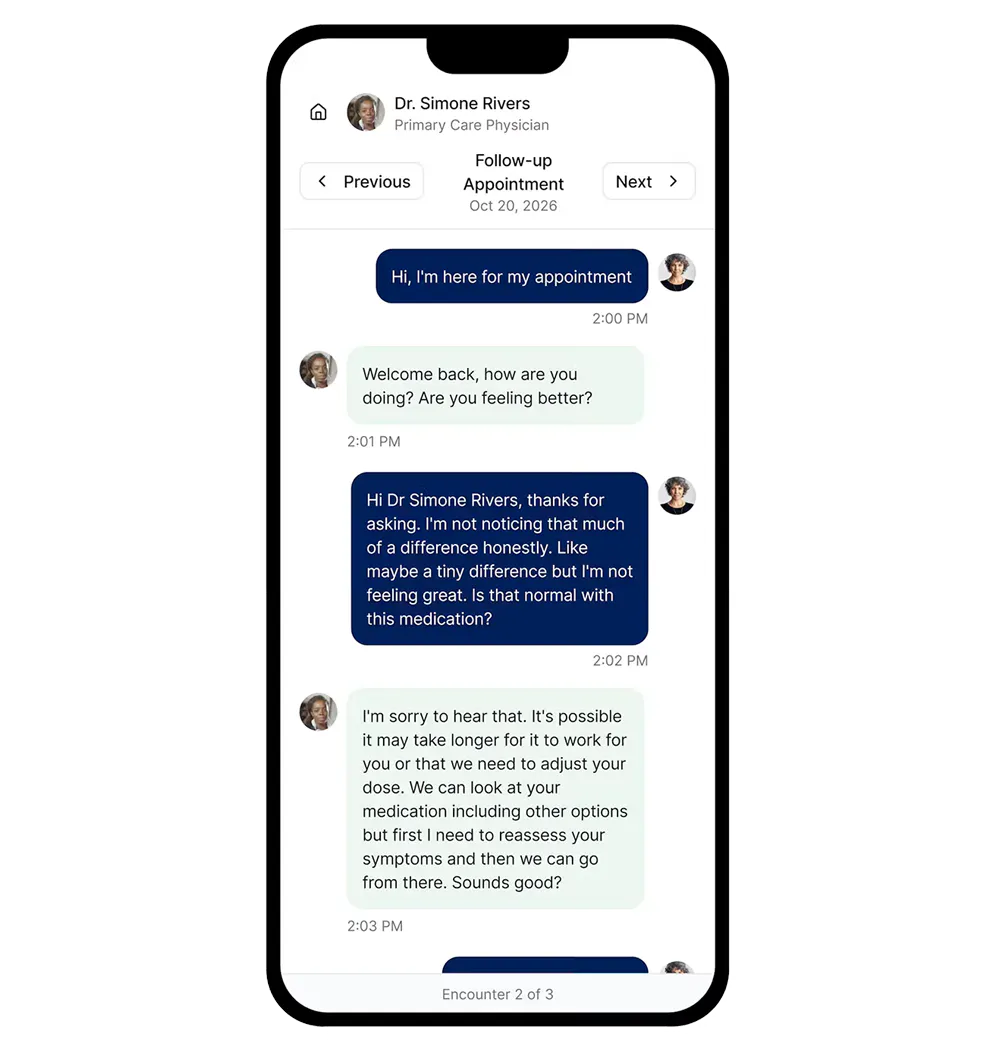 Phone message on app
