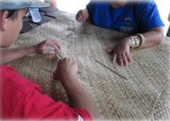 repairing a damaged lauhala mat