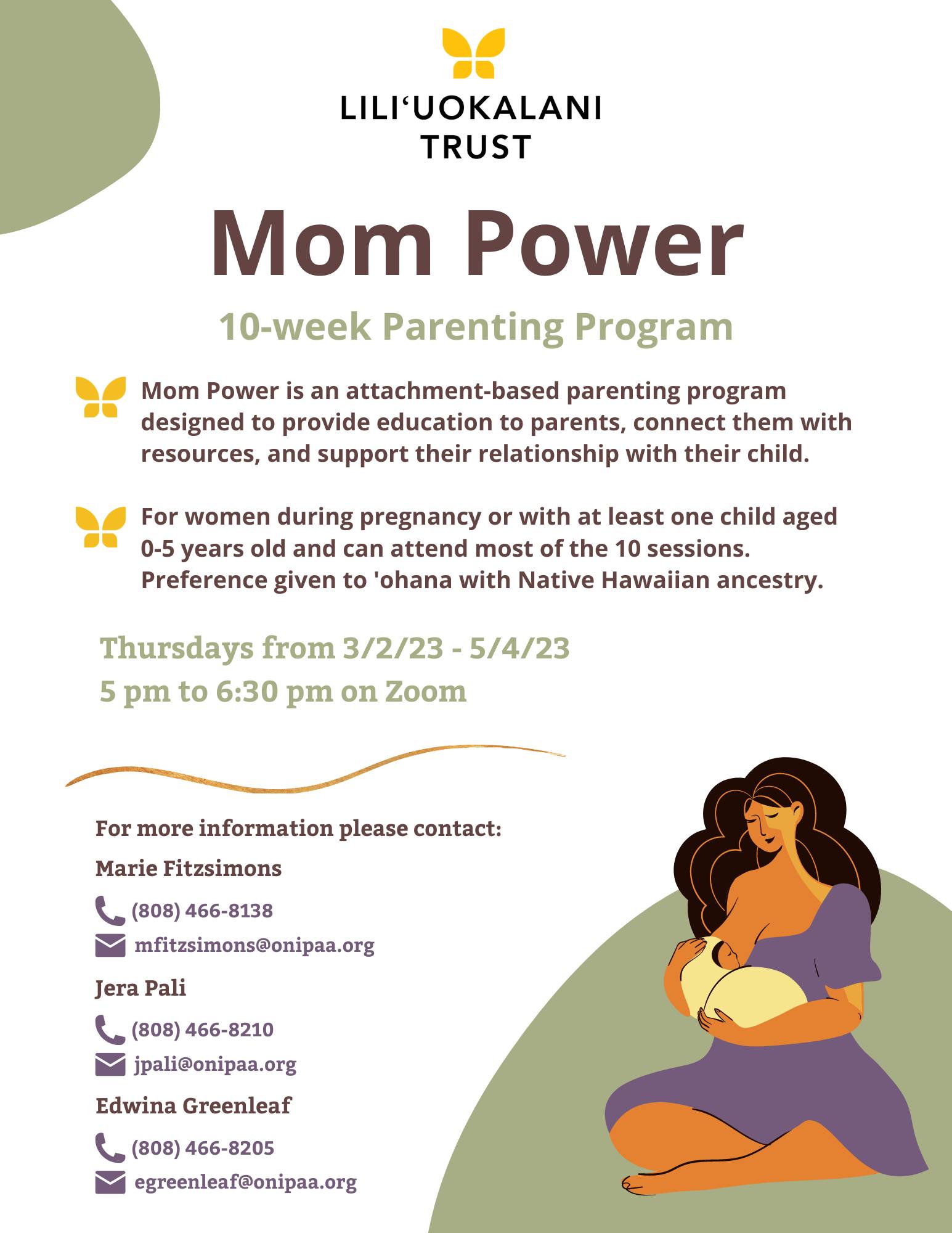 A poster for Mom Power.