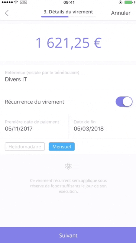 Virements via l’app iOS