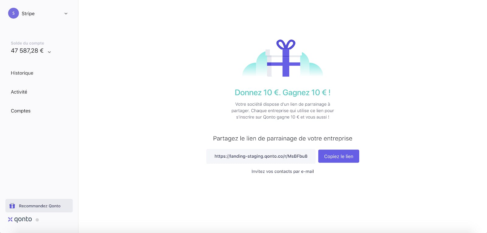 Programme de parrainage screenshot
