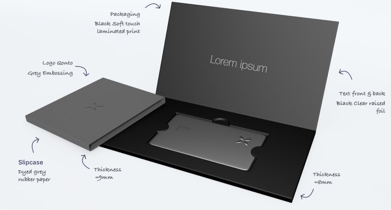 entwurf packaging x card qonto