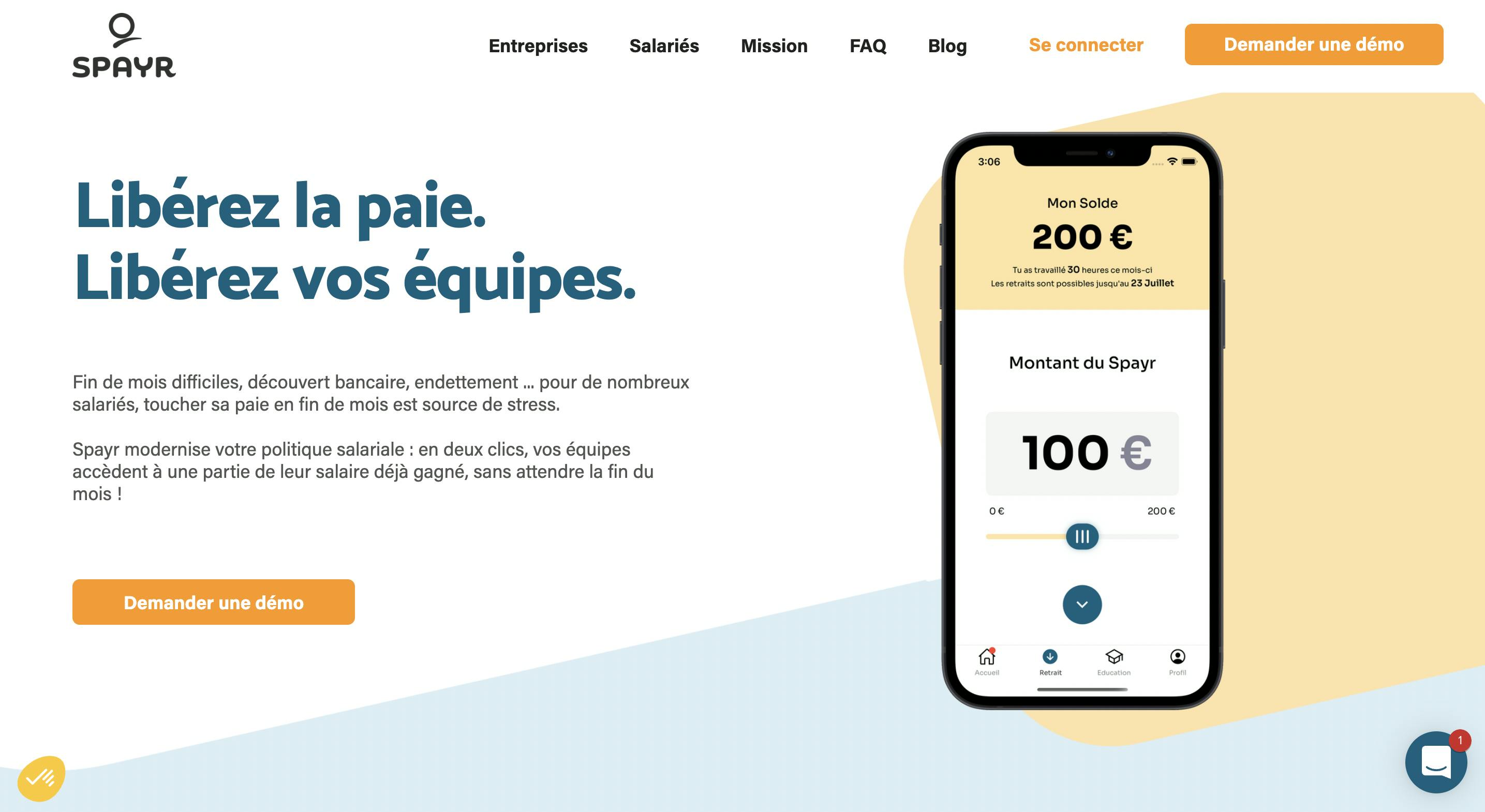 Spayr's landing page