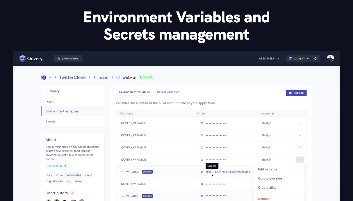 Environment variables and Secrets for Qovery v2 released - Qovery