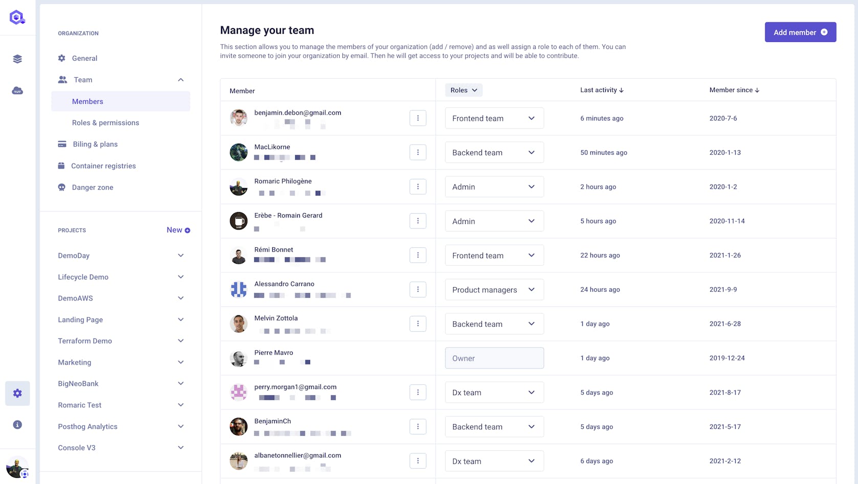 Intuitive interface to set Roles and Permissions to users