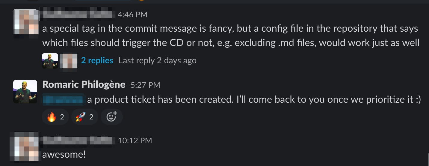 On a Slack Connect channel, one of our customers share some feedback on the product experience and would expect to see the "auto-deploy" feature improved.