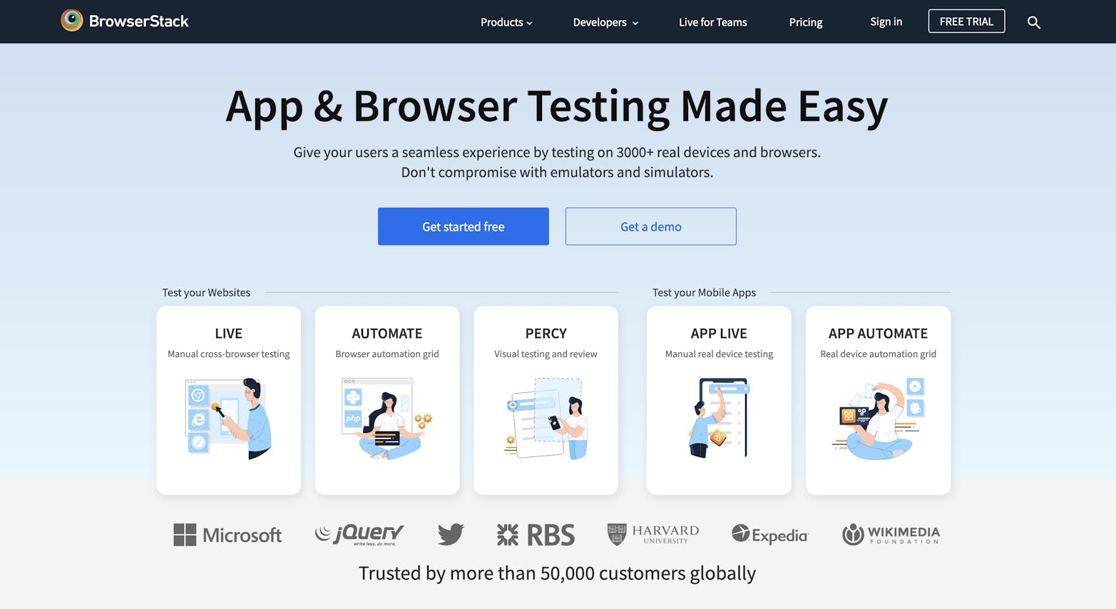 BrowserStack Home Page