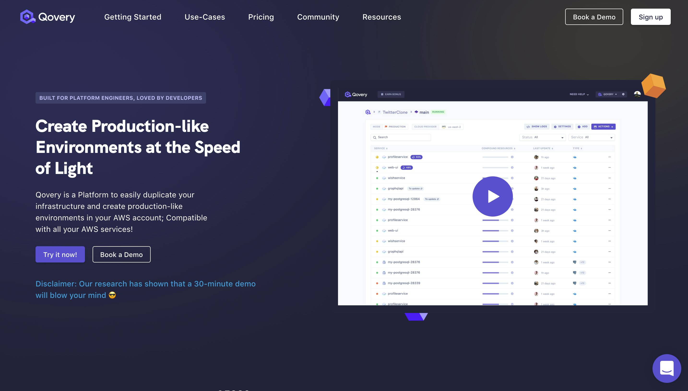 Qovery Landing Page