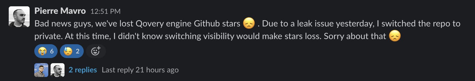 Pierre sadly announce the lost of the Github stars