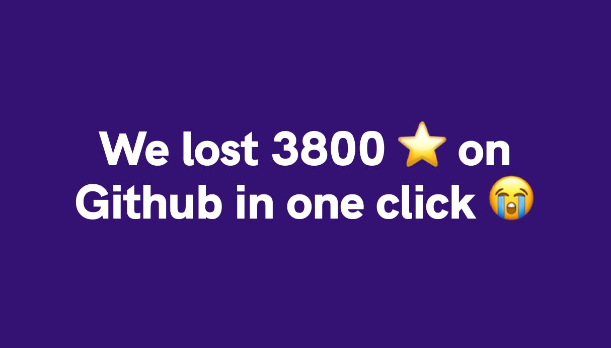 We lost 3800 stars on Github in 1 click 😭