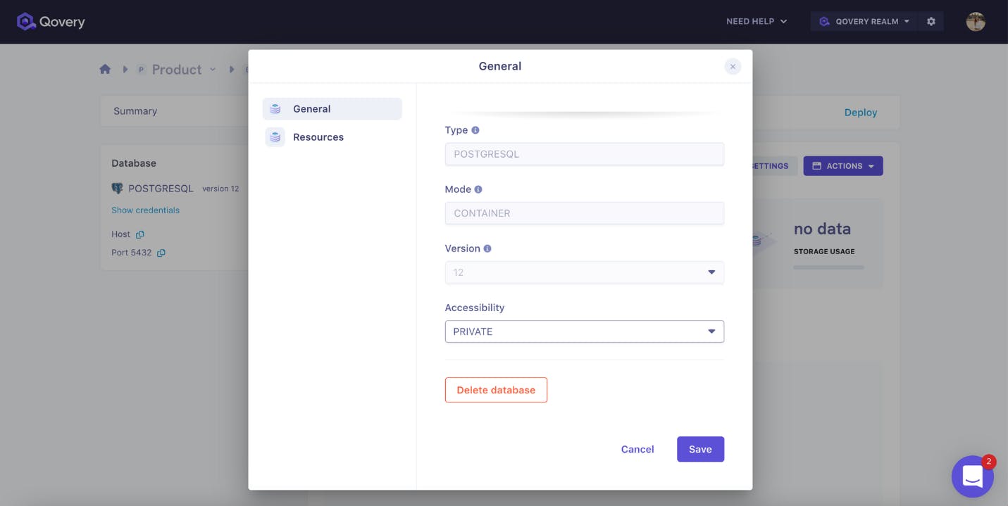 Edit database accessibility