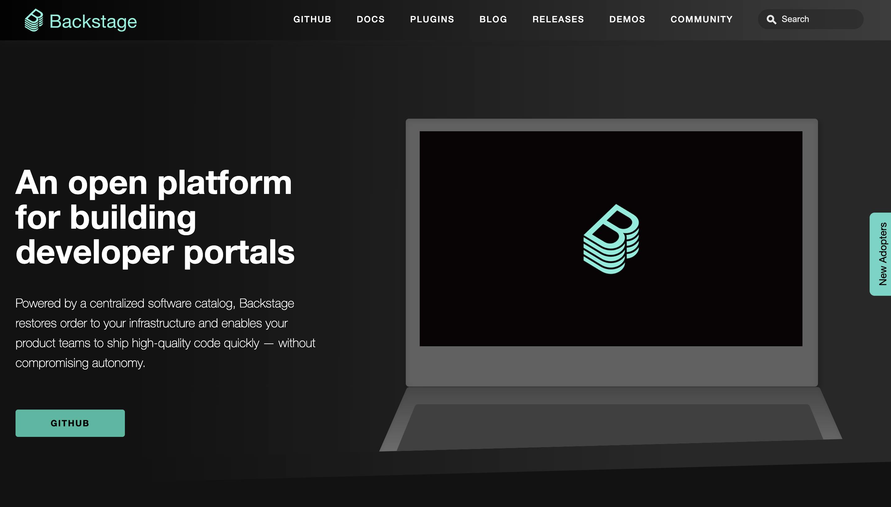 Backstage Landing Page