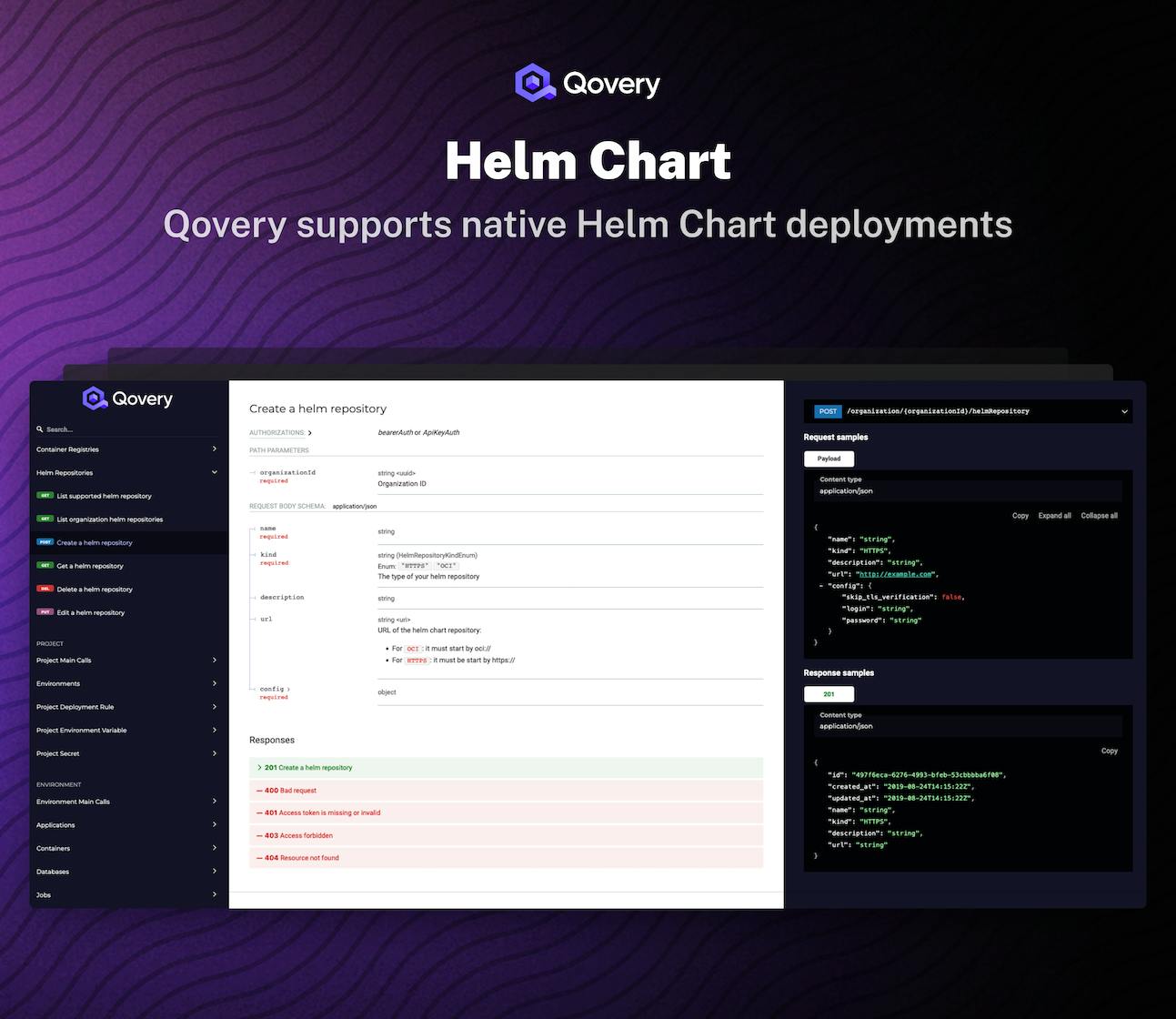 Qovery natively supports Helm Chart via the API (soon web console, Terraform and CLI)