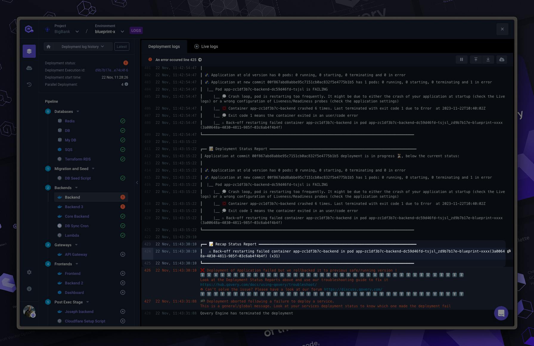 Deployment Error Recap - Qovery