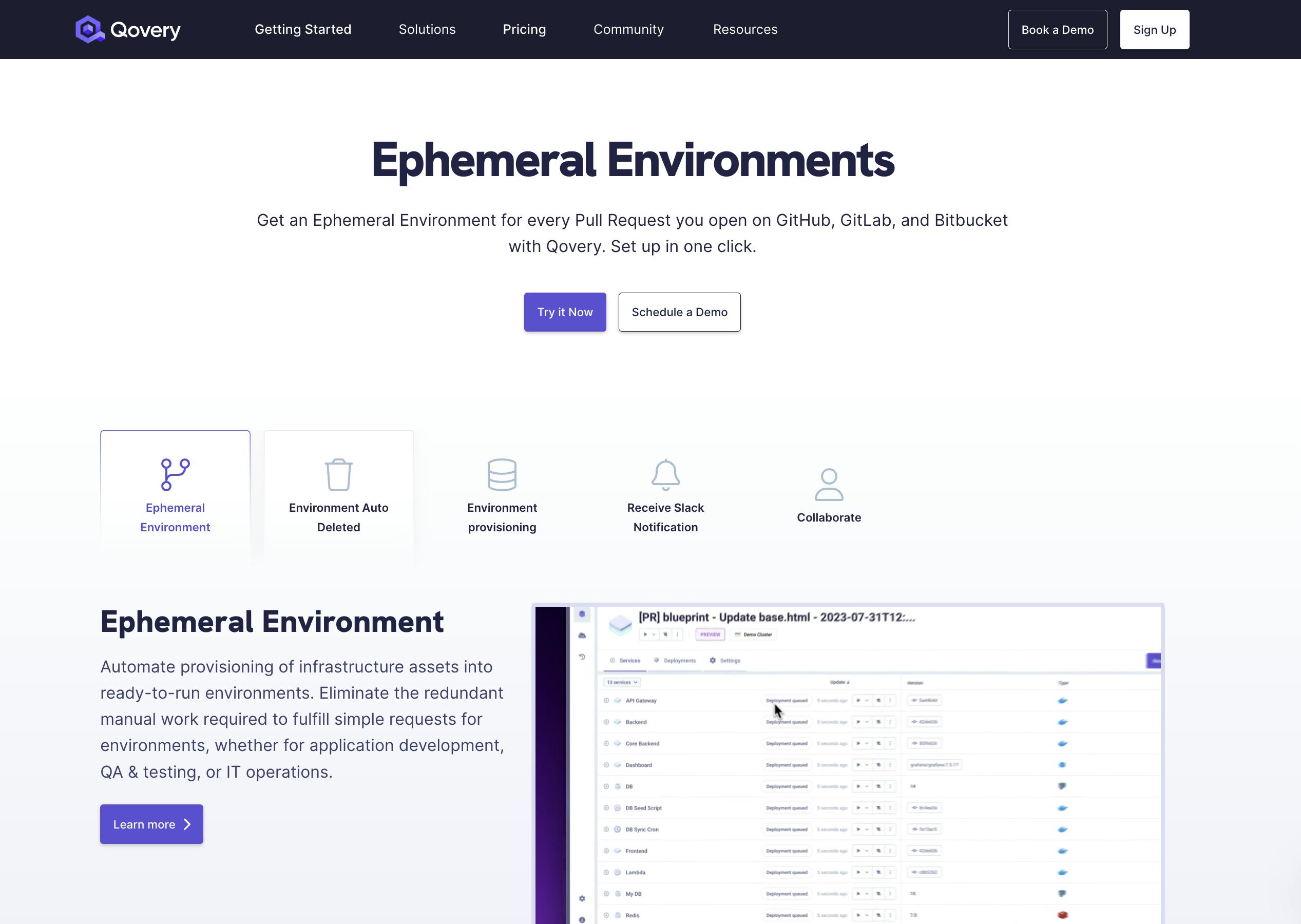 Qovery's Ephemeral Environments Solution