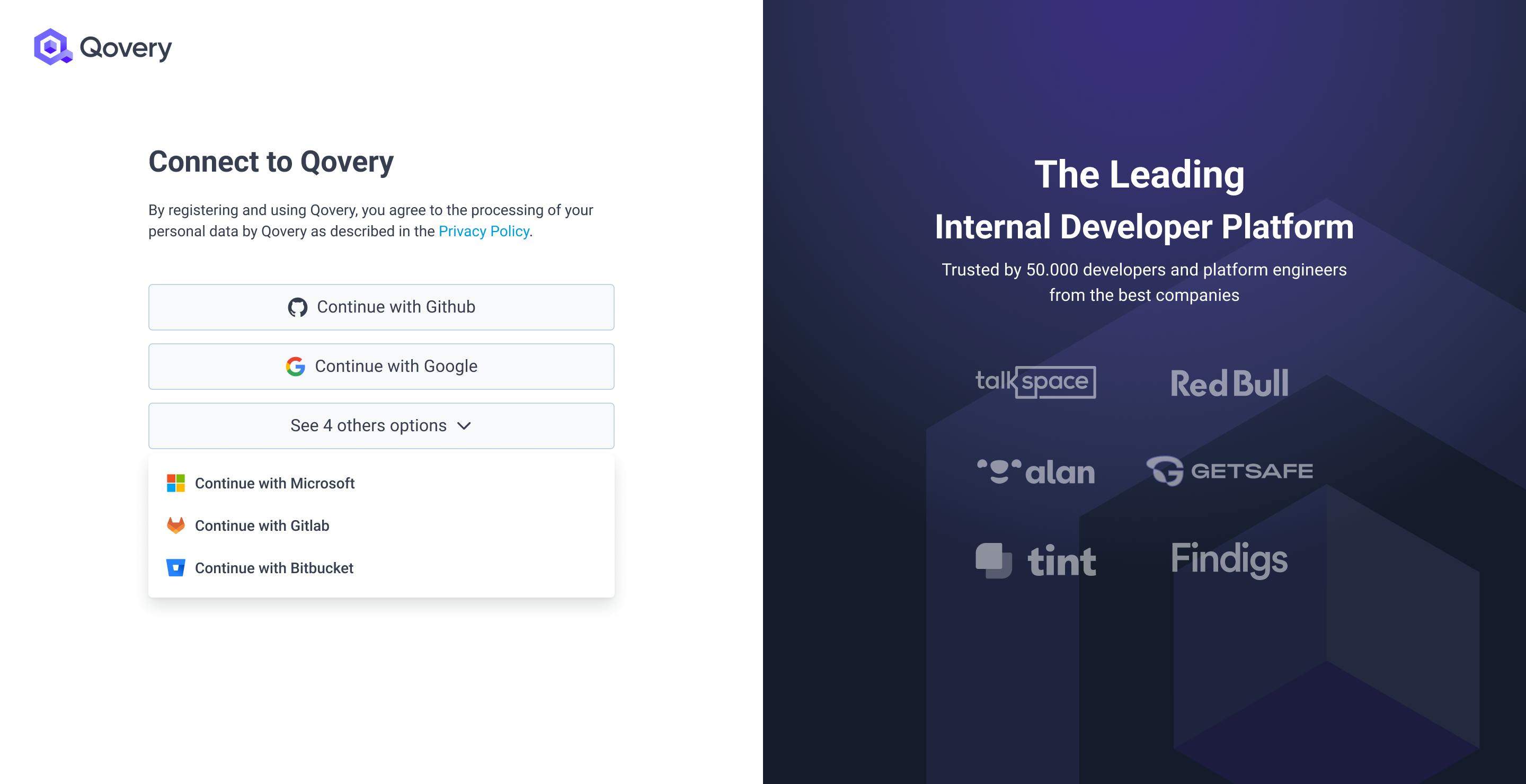 Qovery Landing Page