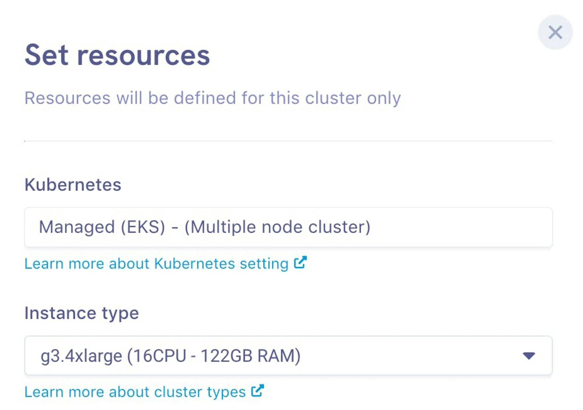 Instance Type Choice Panel