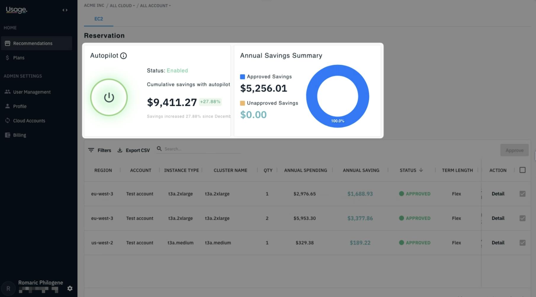 Qovery's savings with Usage AI